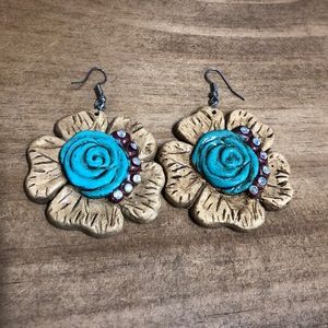 Floral Rose Clay Earrings